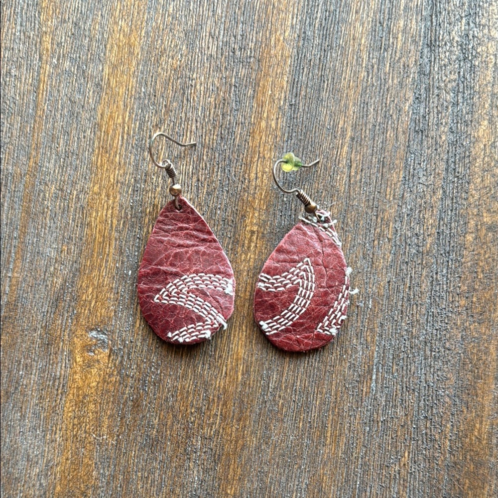 Elegant Brown Teardrop Earrings made from boots!
